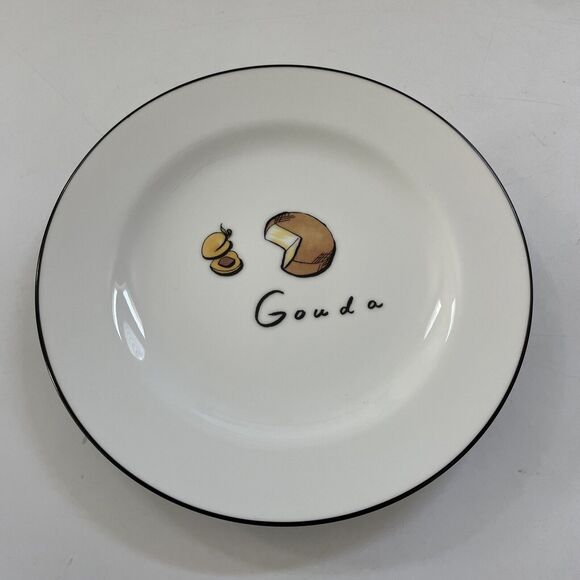 Pottery Barn Appetizer Plates Salad Set of 4 Wine & CHEESE Themed EUC MINT - Picture 7 of 10